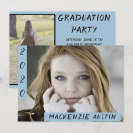Studenten 2-foto | Light Blue Modern Grad Party Inbjudningar