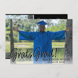 Studenten 2-foto | Sofistikerad Guld Keepsaké Inbjudningar