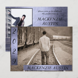 Studenten 2-foto | Sofistikerad Lila Keepsaké Inbjudningar