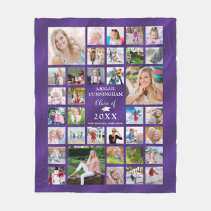 Studenten 35 Photo Collage 2 Tone Textured Lila Fleecefilt