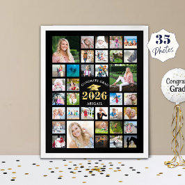 Studenten 35 Photo Collage CLASS YEAR Black Poster