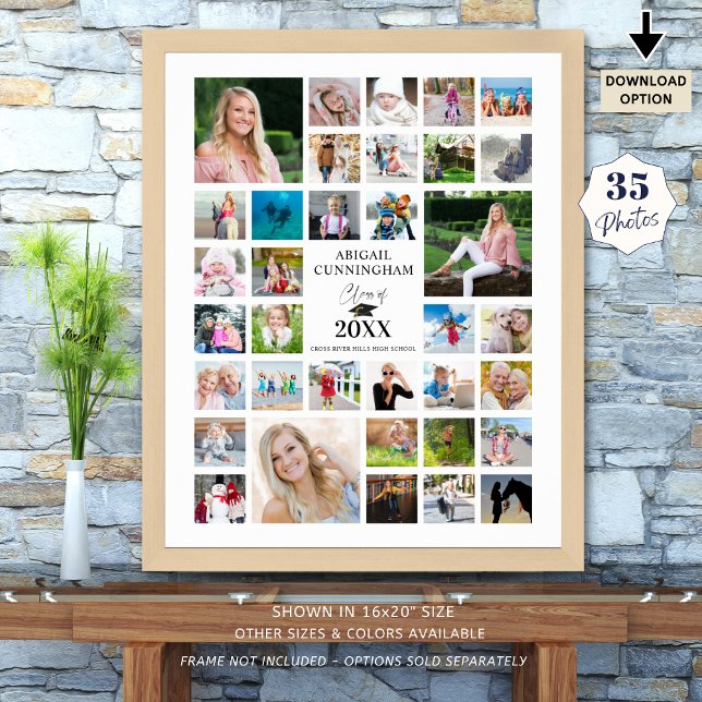 Studenten 35 Photo Collage Class Year White Poster (Skapare uppladdad)