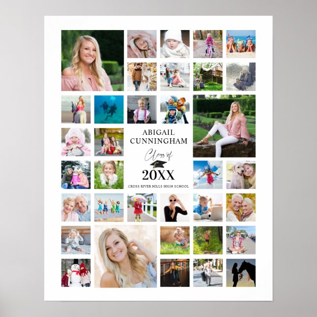 Studenten 35 Photo Collage Class Year White Poster (Framsidan)