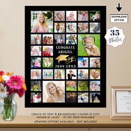 Studenten 35 Photo Collage Metallic Guld Black Poster