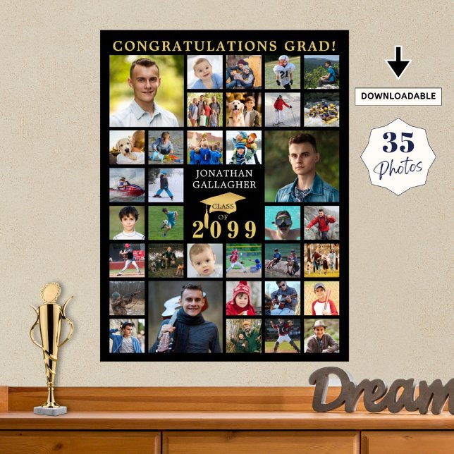 Studenten 35, svart Guld-sockel för fotokollage Poster (Skapare uppladdad)