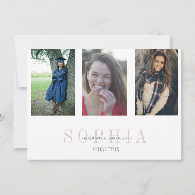 Studenten 3 fotomodern överlägg Party Inbjudningar (Framsida)