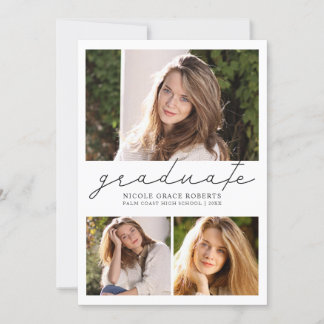 Studenten 3-Photo Collage Easy DIY Modern Script Meddelande