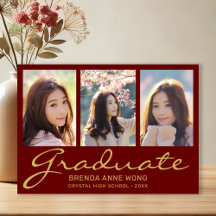Studenten 3 Photo Collage Guld Script Maron 2025