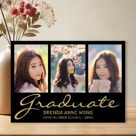 Studenten 3 Photo Collage Guld typography-skript Meddelande