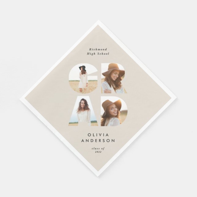 Studenten 4 fotomodern personlig naturlig pappersservett (Hörn)