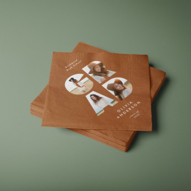 Studenten 4 fotomodern personlig terracotta pappersservett (Skapare uppladdad)