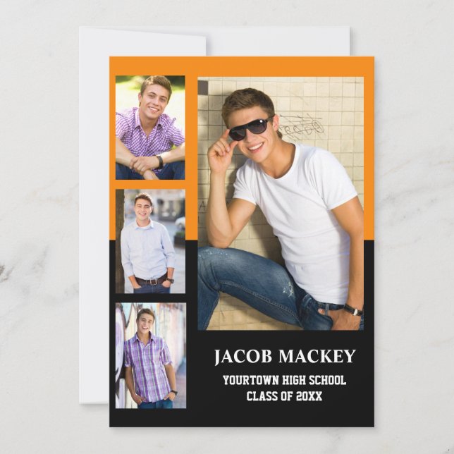 Studenten 4 Photo Collage Orange Black Meddelande (Framsida)