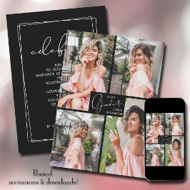 Studenten 4 Photo Collage Party Inbjudningar