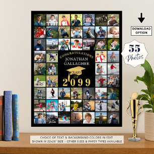 Studenten 55, svart Guld-sockel för fotokollage Poster