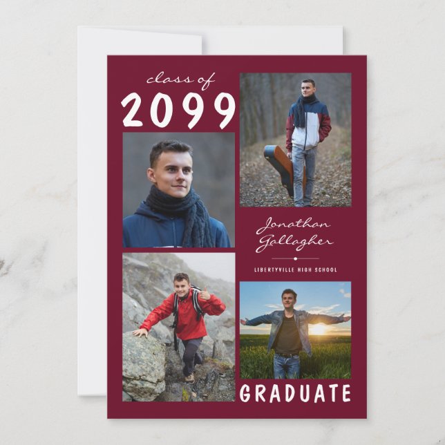 Studenten 5 fotohandskriven Burgundy Maroon Meddelande (Framsida)