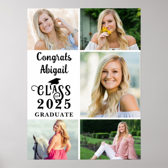 Studenten 5 Photo Collage Class Year Typography Poster (Framsidan)