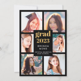 Studenten 6 Photo Collage Guld White Script Black Meddelande