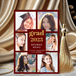 Studenten 6 Photo Collage Guld White Script Red Meddelande