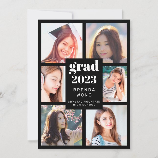 Studenten 6 Photo Collage White Script Black Meddelande (Framsida)