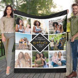 Studenten 8 Photo Grid Collage in Black and Guld Fleecefilt