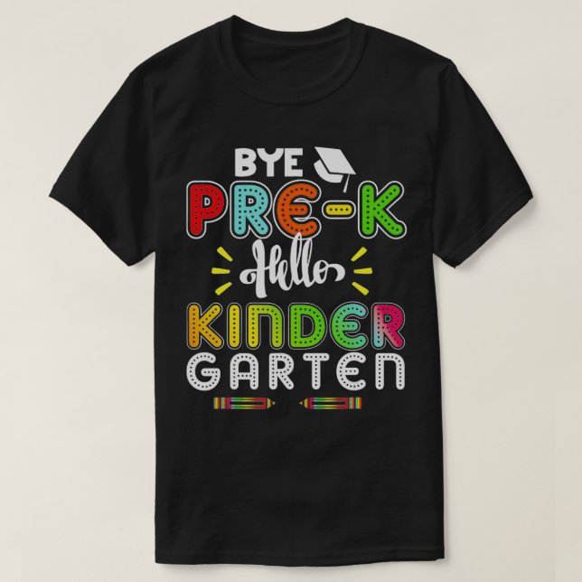 Studenten Adjö före K Hej Kindergarten Tillbaka ti T Shirt (Design framsida)