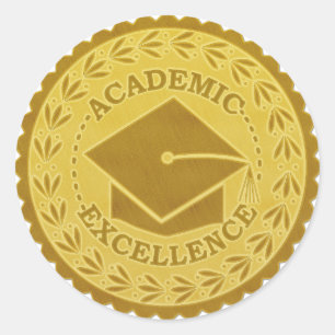 Studenten akademiskt framstående Faux Guld Seal Runt Klistermärke