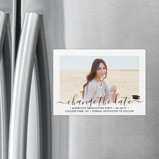 Studenten Ändra datum för Chic Fotouppskjutning av Magnetisk Inbjudningskort (Skapare uppladdad)