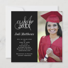 Studenten annons Monogram Photo Grad Party Inbjudningar