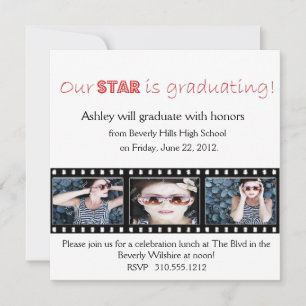 Studenten annonsering Hollywood Star Red Inbjudningar