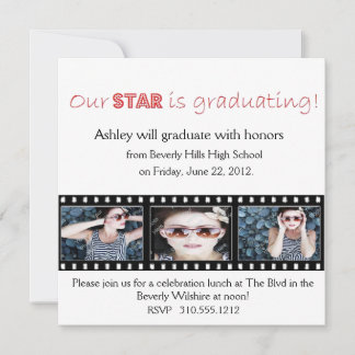 Studenten annonsering Hollywood Star Red Inbjudningar