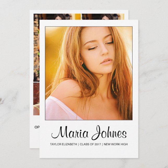 Studenten-annonseringsfotokort Inbjudningar (Fram/baksida)