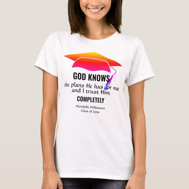 STUDENTEN Anpassningsbar Christian GOD VET PLANERN T Shirt (Framsida)