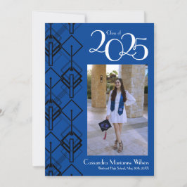 Studenten Art Deco Black Blue-meddelande Inbjudningar