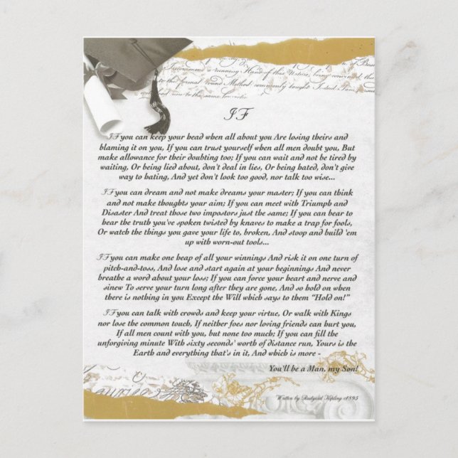 Studenten Baccalaureate IF av Rudyard Kipling Vykort (Framsida)