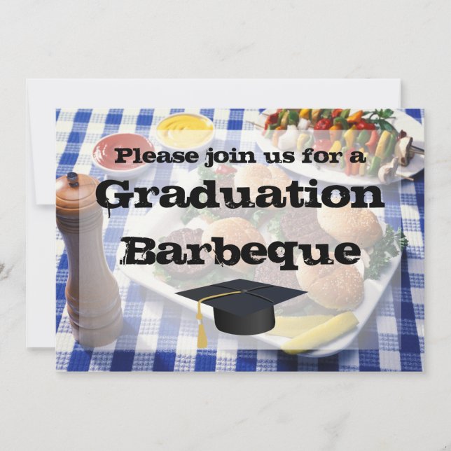 Studenten Barbeque, Burgers vid Bord Personligen Inbjudningar (Framsida)