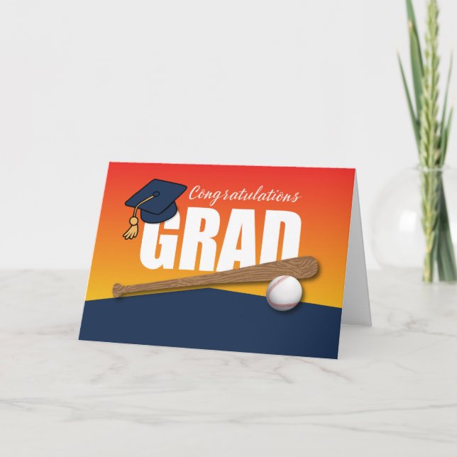 Studenten Baseball Idrottsman Grattis Grad Kort (Framsida)