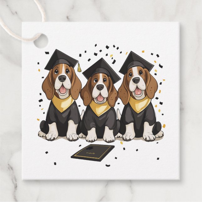 Studenten Basset Hound Hundar Gåvor Etiketter (Framsida)