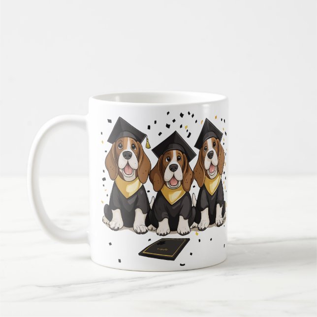 Studenten Basset Hound Hundar Kaffemugg (Vänster)