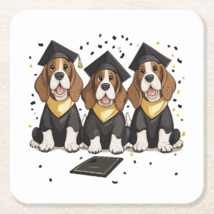 Studenten Basset Hound Hundar Underlägg Papper Kvadrat