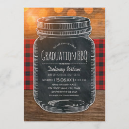 Studenten BBQ Party Rustic Chalkboard Mason Burk Inbjudningar