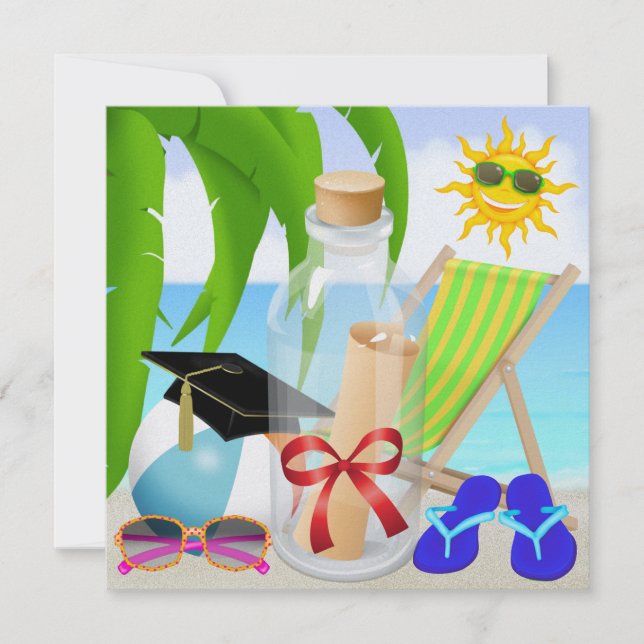 Studenten Beach Party - inbjudan i Flaska - (Framsida)