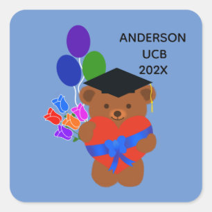 Studenten Bear #3 Stickers Fyrkantigt Klistermärke