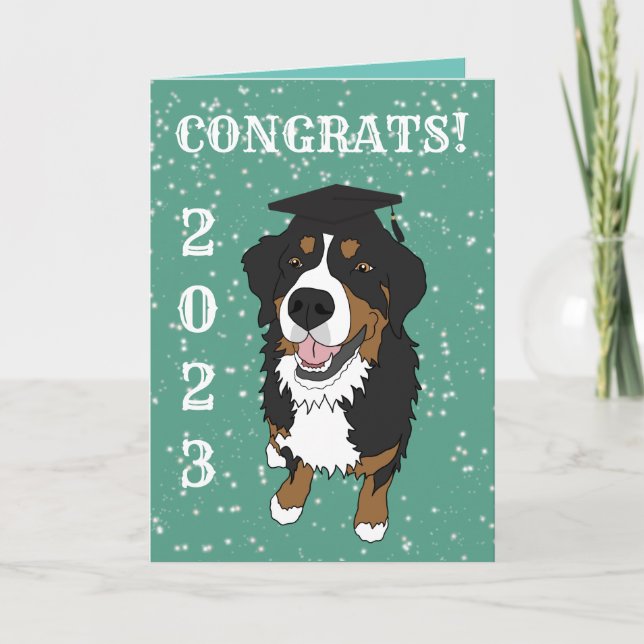 Studenten Bernese Mountain Hund Card Kort (Framsida)