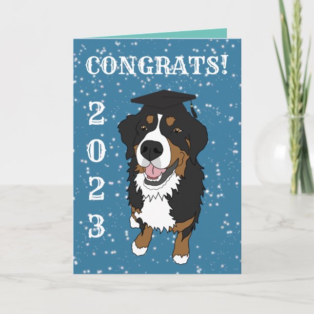 Studenten Bernese Mountain Hund Card Kort (Framsida)