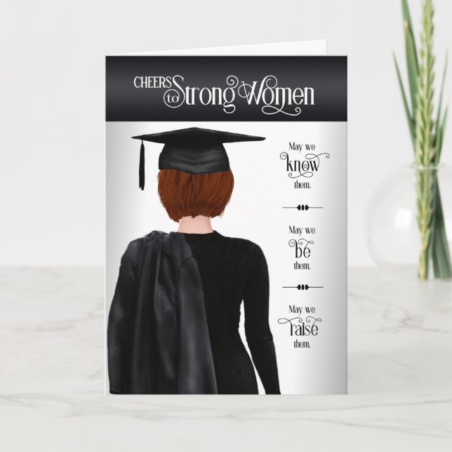 Studenten Black Cap och Gown Kort Red Hair (Framsida)