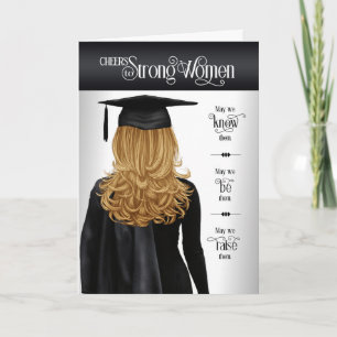 Studenten Black Cap och Gown Long Blonde Hair Kort