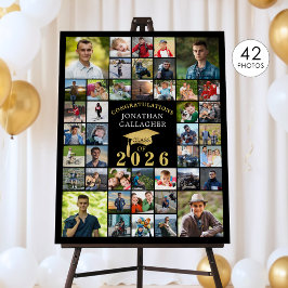 Studenten Black Guld Gratulerar 42 Fotokollage