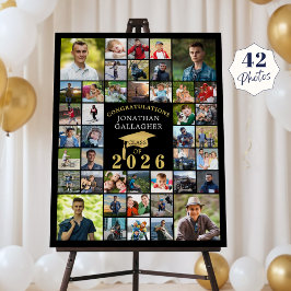 Studenten Black Guld Gratulerar 42 Fotokollage