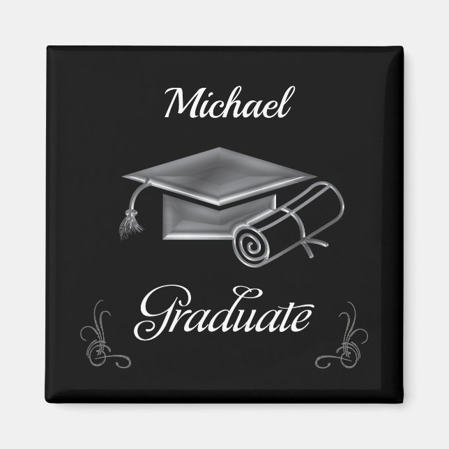 Studenten Black & Silver, Cap & Diploma Magnet (Framsidan)