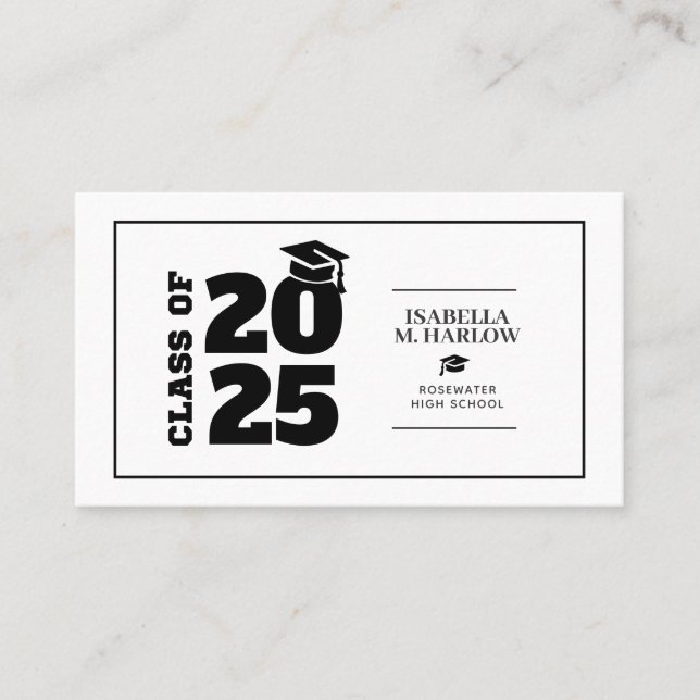 Studenten Black Tassel Student Namn Card Visitkort (Framsida)